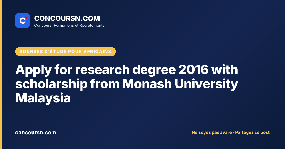 Illustration de l’article : Apply for research degree 2016 with scholarship from Monash University Malaysia