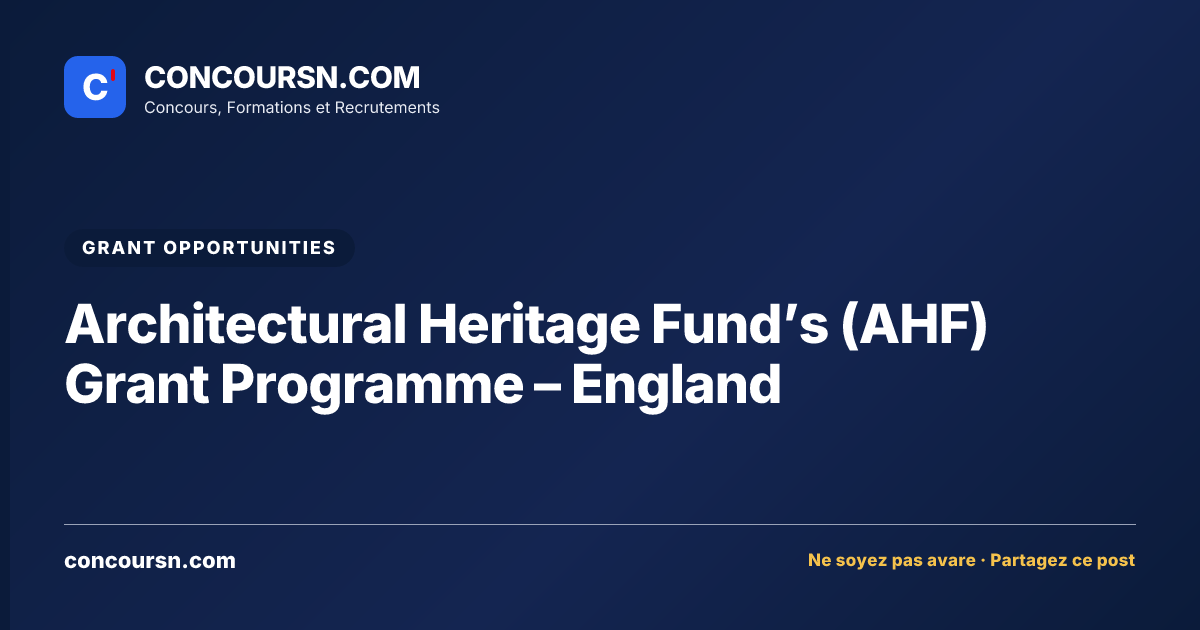 Illustration de l’article : Architectural Heritage Fund’s (AHF) Grant Programme – England