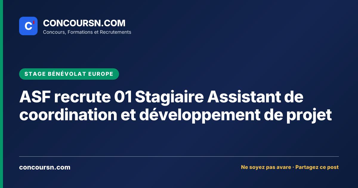Illustration de l’article : ASF recrute 01 Stagiaire Assistant de coordination et développement de projet