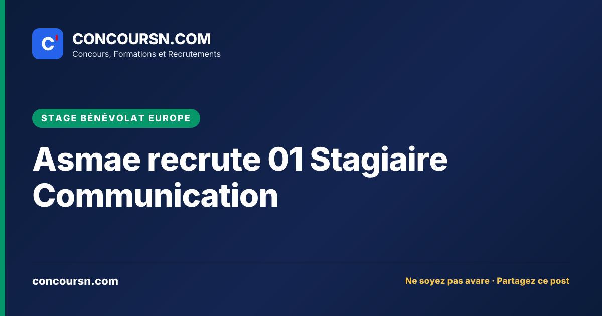 Illustration de l’article : Asmae recrute 01 Stagiaire Communication