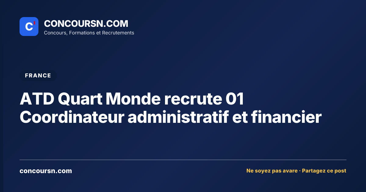 Illustration de l’article : ATD Quart Monde recrute 01 Coordinateur administratif et financier