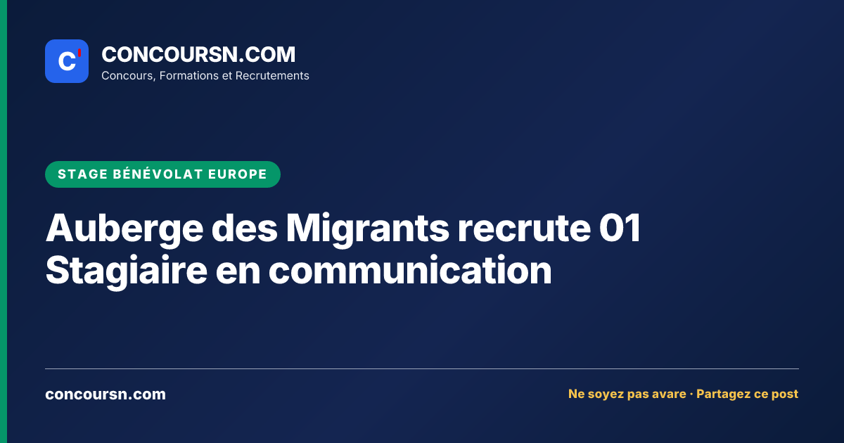 Illustration de l’article : Auberge des Migrants recrute 01 Stagiaire en communication