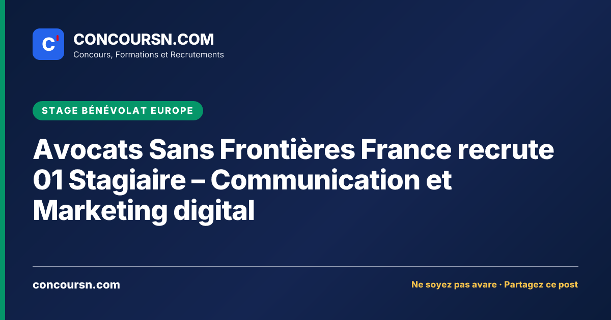 Illustration de l’article : Avocats Sans Frontières France recrute 01 Stagiaire – Communication et Marketing digital