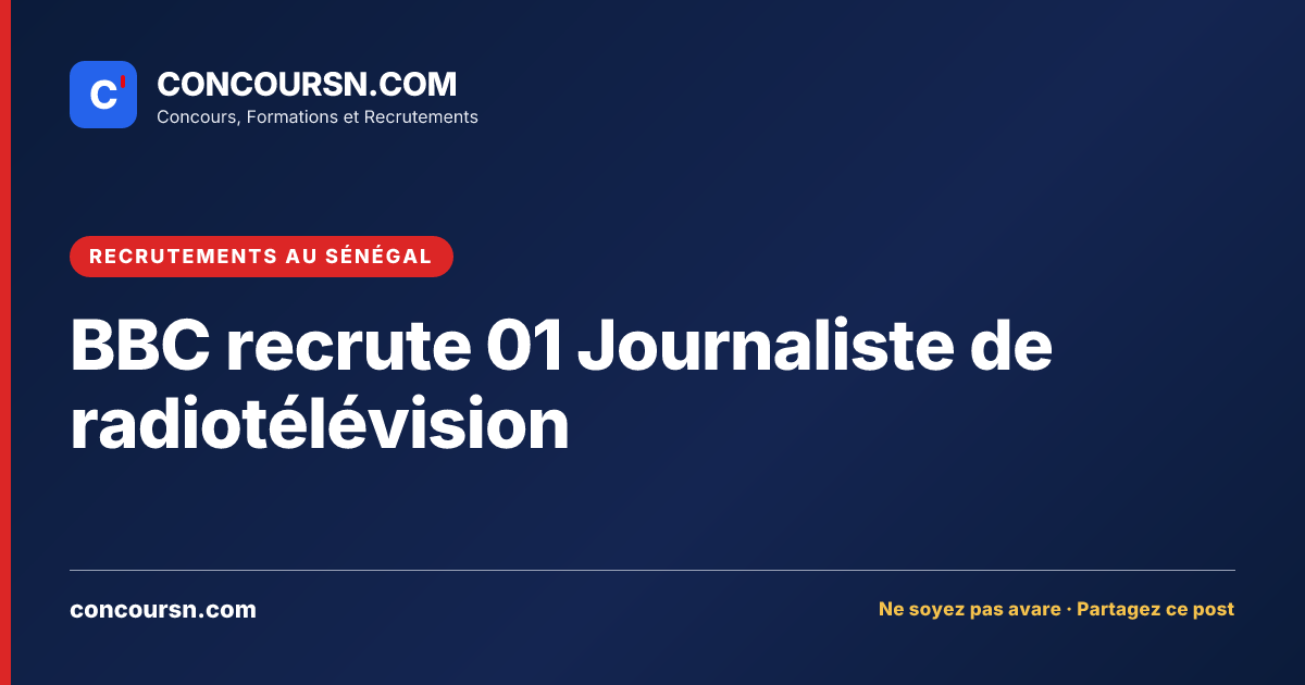 Illustration de l’article : BBC recrute 01 Journaliste de radiotélévision