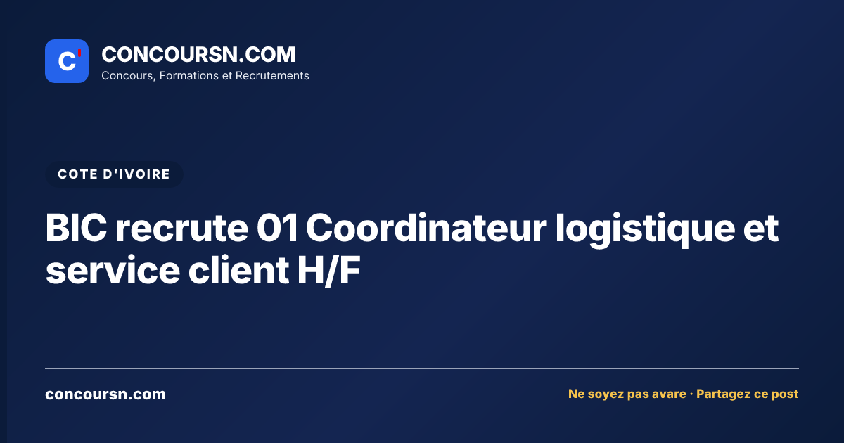 Illustration de l’article : BIC recrute 01 Coordinateur logistique et service client H/F