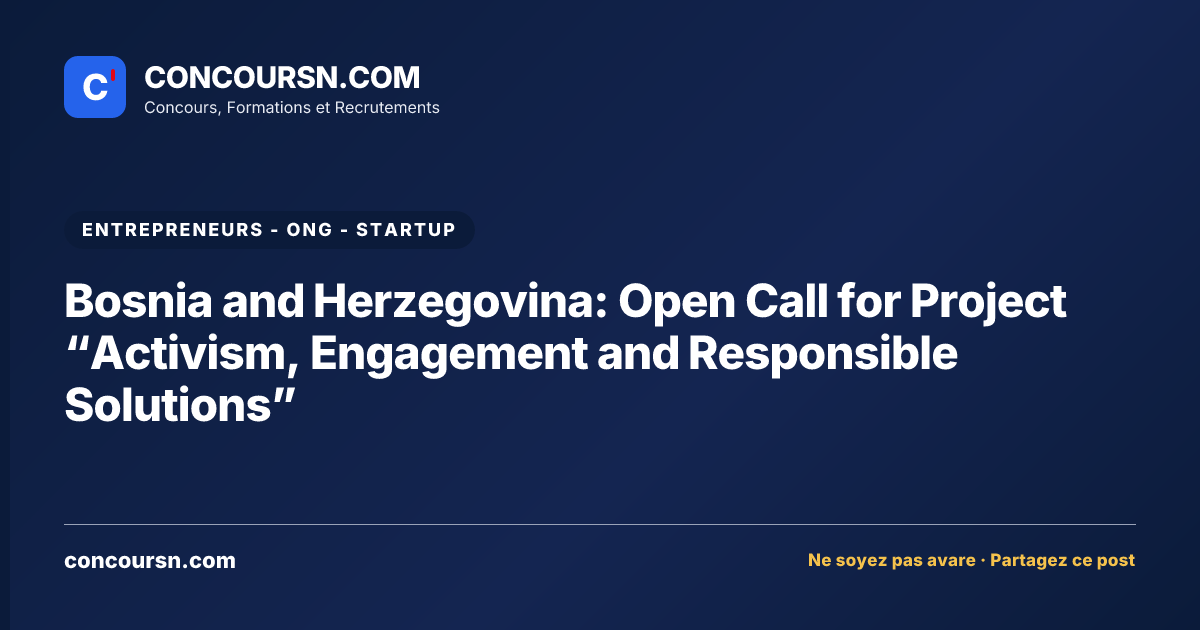Illustration de l’article : Bosnia and Herzegovina: Open Call for Project “Activism, Engagement and Responsible Solutions”
