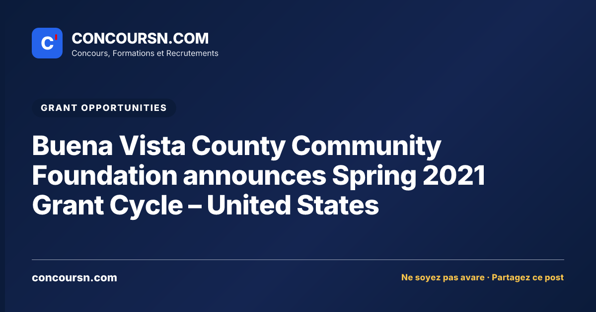 Illustration de l’article : Buena Vista County Community Foundation announces Spring 2021 Grant Cycle – United States