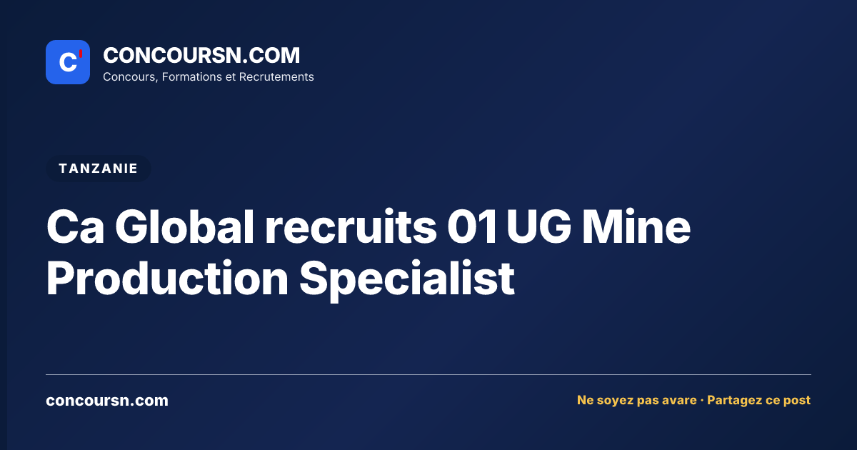 Illustration de l’article : Ca Global recruits 01 UG Mine Production Specialist