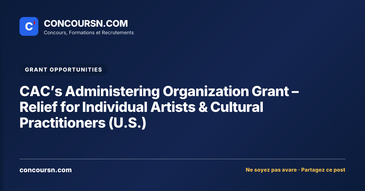 Illustration de l’article : CAC’s Administering Organization Grant – Relief for Individual Artists & Cultural Practitioners (U.S.)