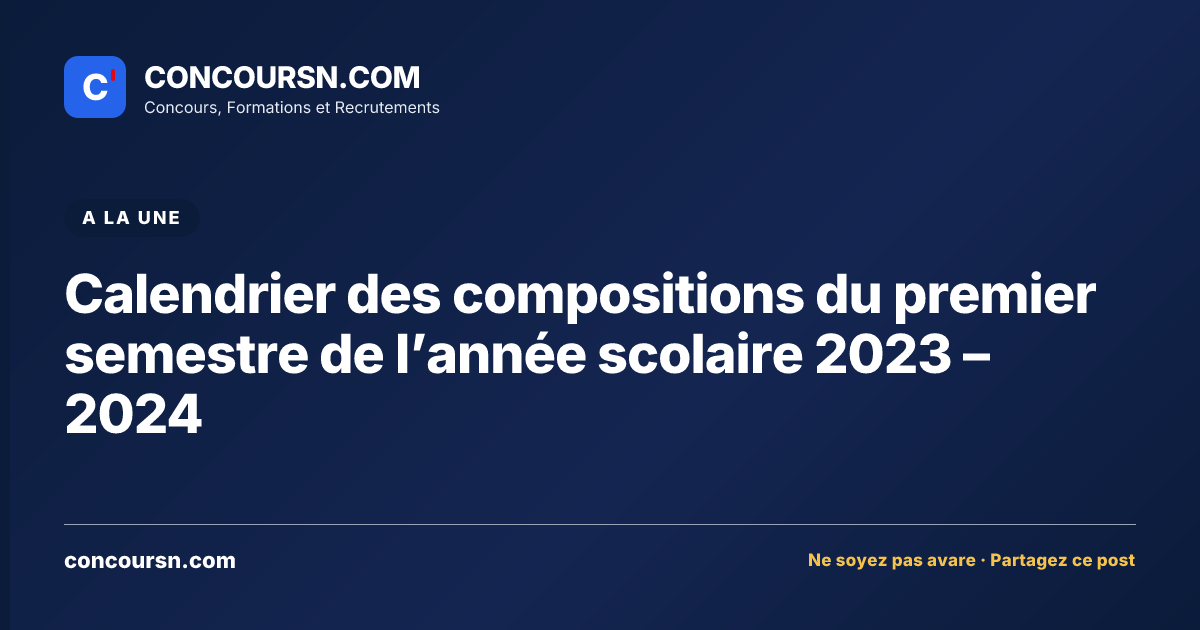 Illustration de l’article : Calendrier des compositions du premier semestre de l’année scolaire 2023 – 2024