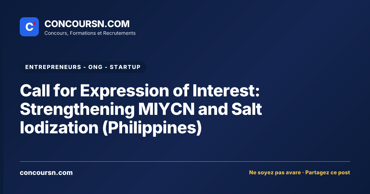 Call for Expression of Interest: Strengthening MIYCN and Salt Iodization (Philippines)