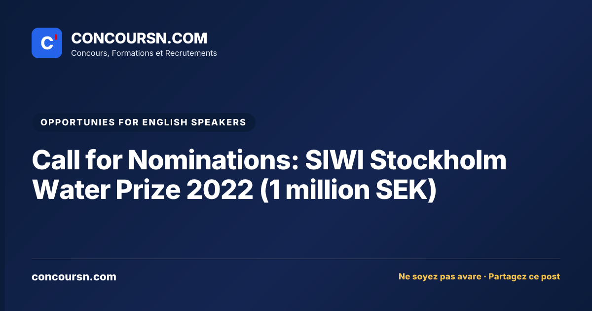 Illustration de l’article : Call for Nominations: SIWI Stockholm Water Prize 2022 (1 million SEK)
