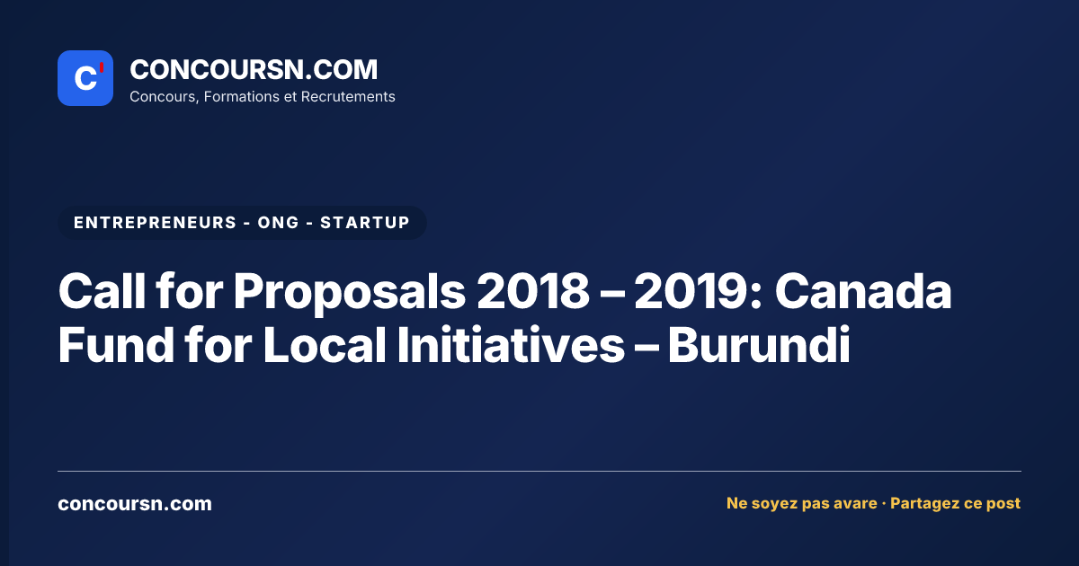 Illustration de l’article : Call for Proposals 2018 – 2019: Canada Fund for Local Initiatives – Burundi