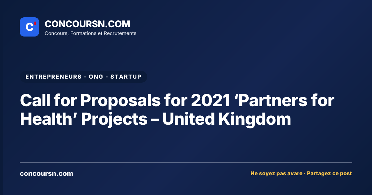 Illustration de l’article : Call for Proposals for 2021 ‘Partners for Health’ Projects – United Kingdom