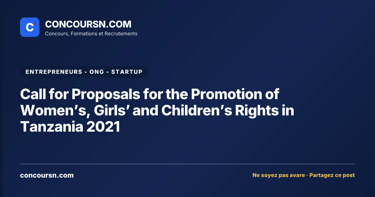 Illustration de l’article : Call for Proposals for the Promotion of Women’s, Girls’ and Children’s Rights in Tanzania 2021