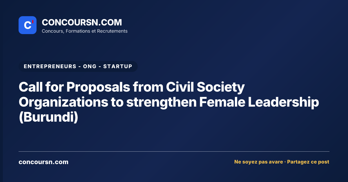 Illustration de l’article : Call for Proposals from Civil Society Organizations to strengthen Female Leadership (Burundi)