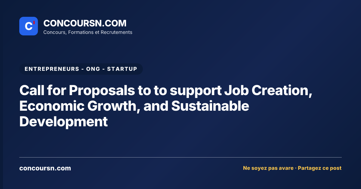 Illustration de l’article : Call for Proposals to to support Job Creation, Economic Growth, and Sustainable Development