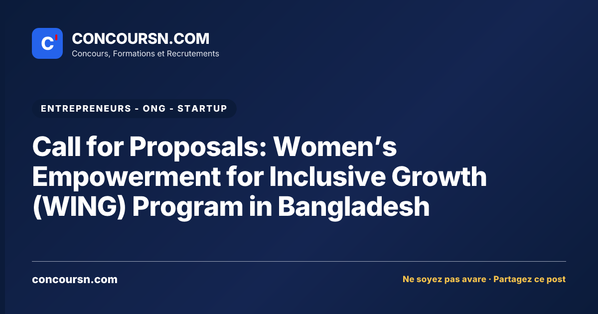 Illustration de l’article : Call for Proposals: Women’s Empowerment for Inclusive Growth (WING) Program in Bangladesh