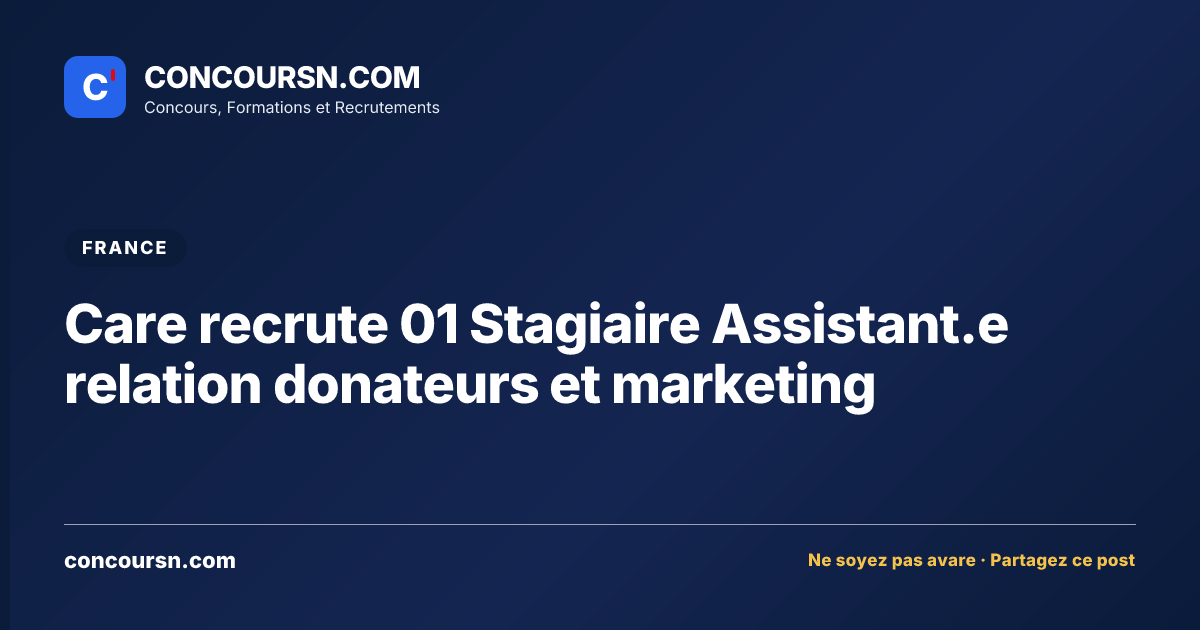 Illustration de l’article : Care recrute 01 Stagiaire Assistant.e relation donateurs et marketing