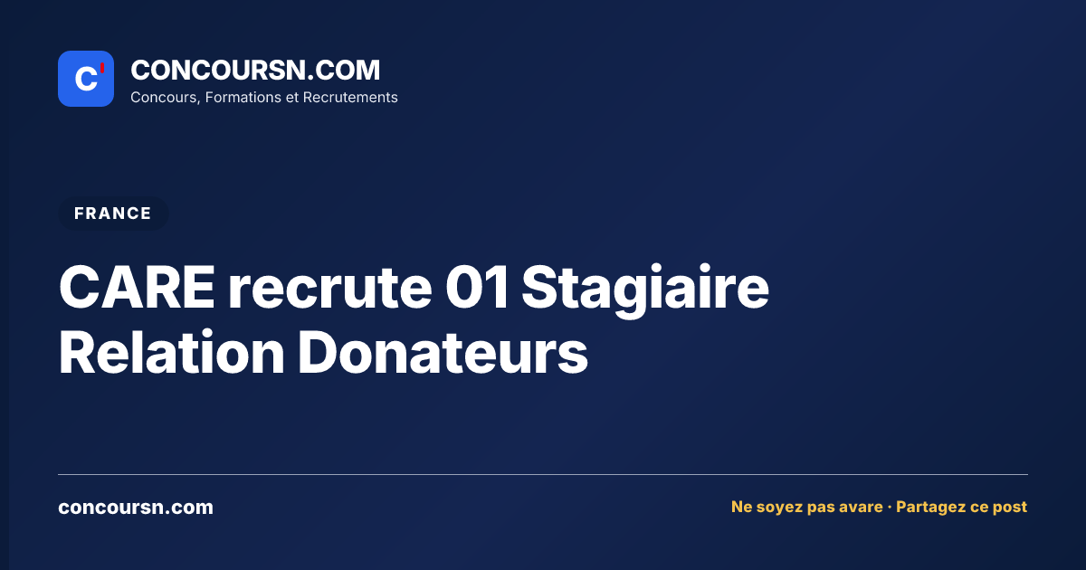 Illustration de l’article : CARE recrute 01 Stagiaire Relation Donateurs