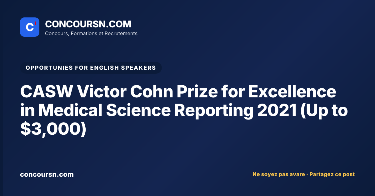 Illustration de l’article : CASW Victor Cohn Prize for Excellence in Medical Science Reporting 2021 (Up to $3,000)