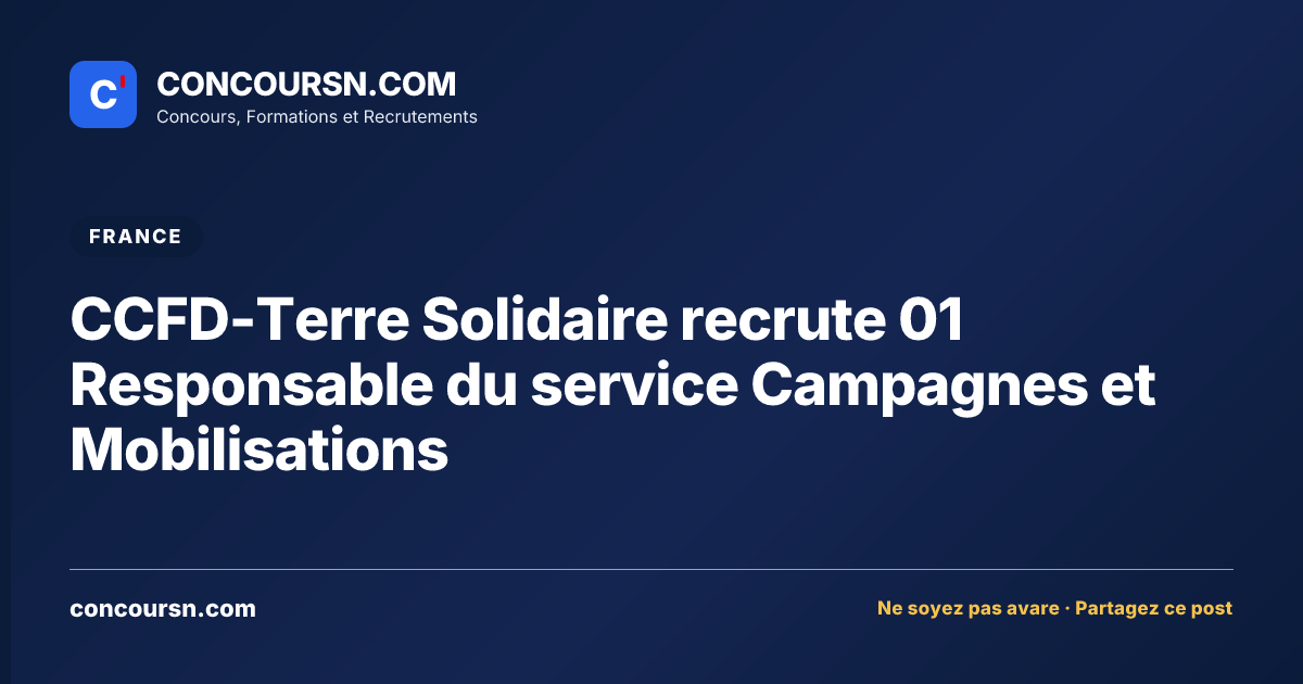 Illustration de l’article : CCFD-Terre Solidaire recrute 01 Responsable du service Campagnes et Mobilisations