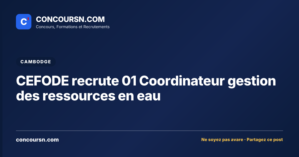 Illustration de l’article : CEFODE recrute 01 Coordinateur gestion des ressources en eau