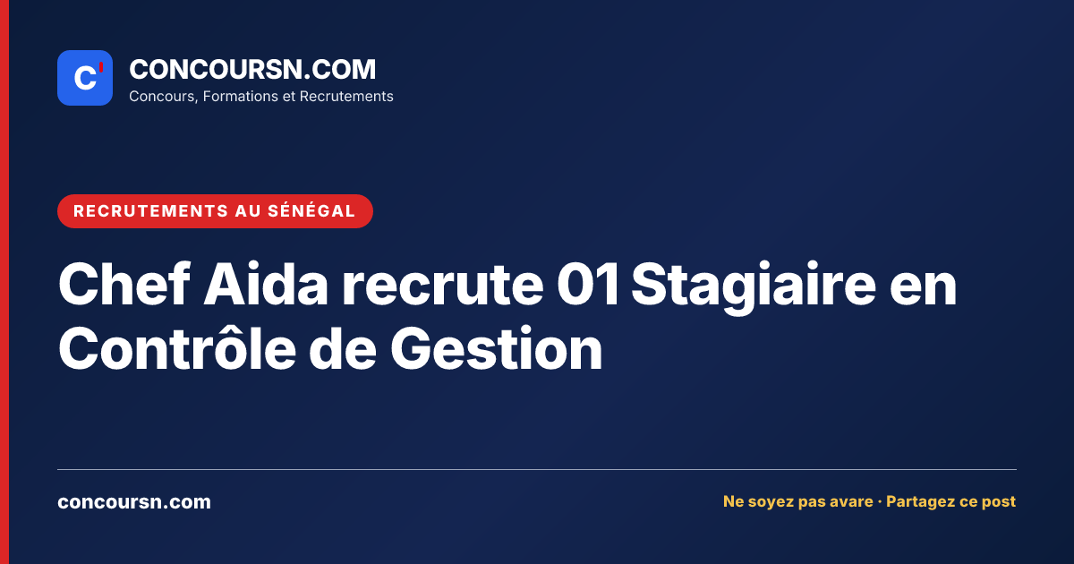Illustration de l’article : Chef Aida recrute 01 Stagiaire en Contrôle de Gestion