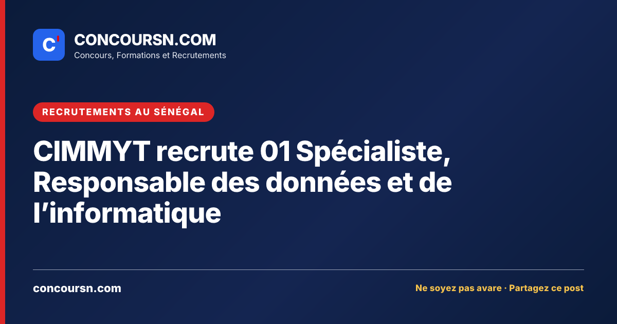 Illustration de l’article : CIMMYT recrute 01 Spécialiste, Responsable des données et de l’informatique