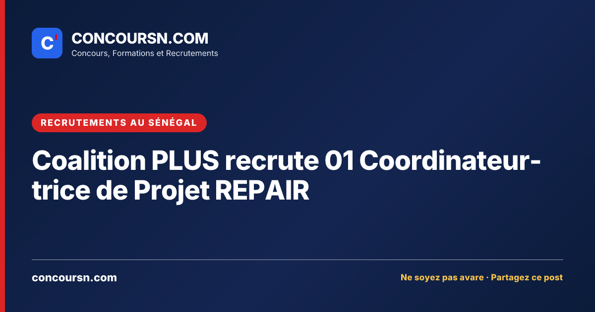 Illustration de l’article : Coalition PLUS recrute 01 Coordinateur-trice de Projet REPAIR