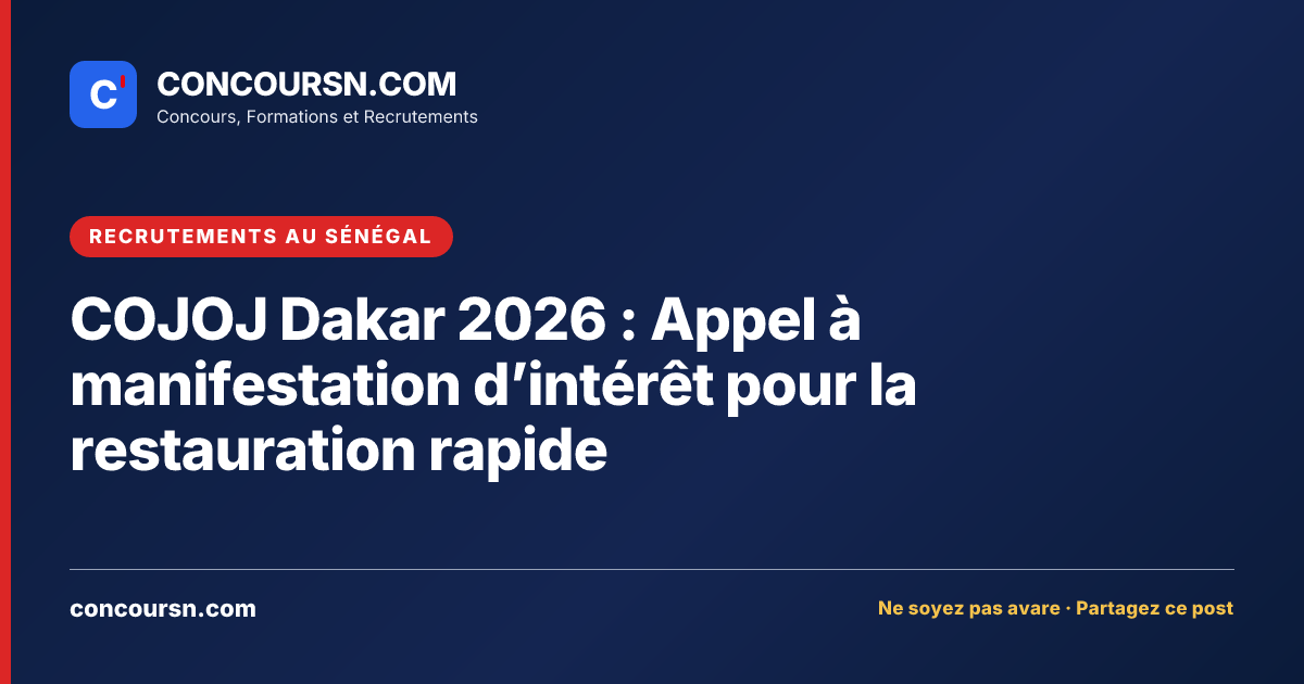 Illustration de l’article : COJOJ Dakar 2026 : Appel à manifestation d’intérêt pour la restauration rapide