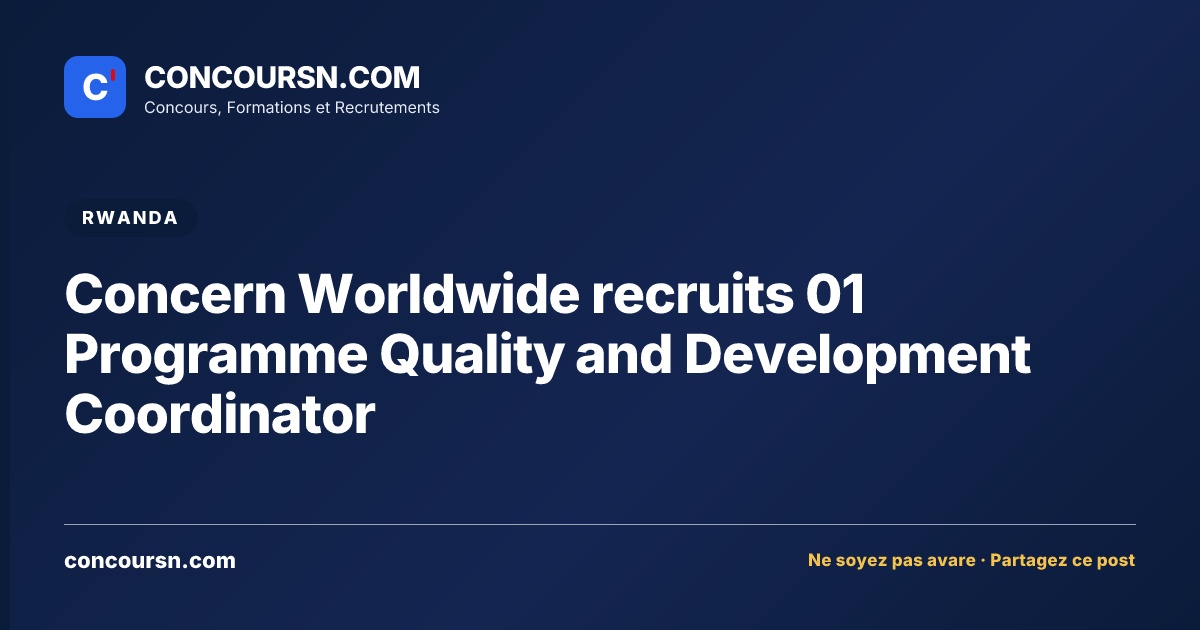 Illustration de l’article : Concern Worldwide recruits 01 Programme Quality and Development Coordinator