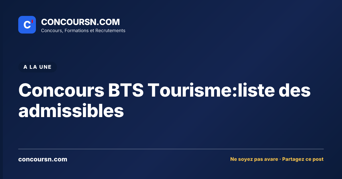 Concours BTS Tourisme:liste des admissibles