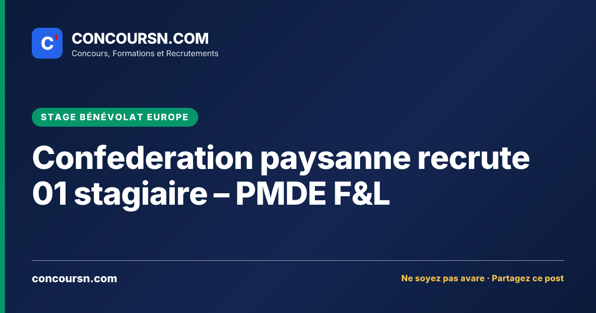 Illustration de l’article : Confederation paysanne recrute 01 stagiaire – PMDE F&L