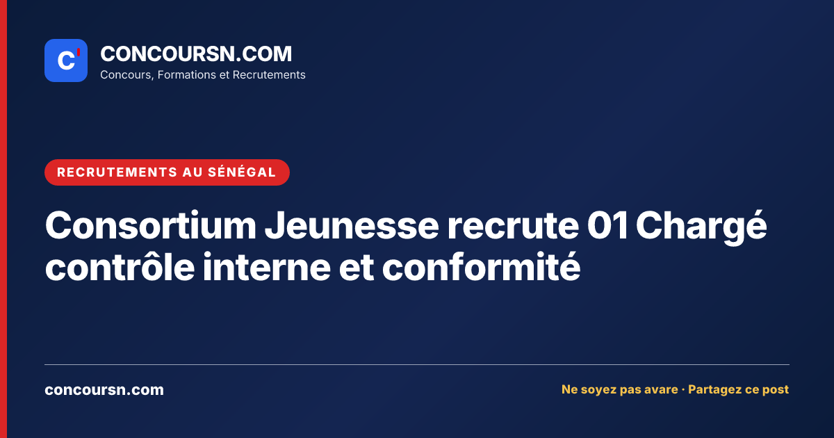 Illustration de l’article : Consortium Jeunesse recrute 01 Chargé contrôle interne et conformité