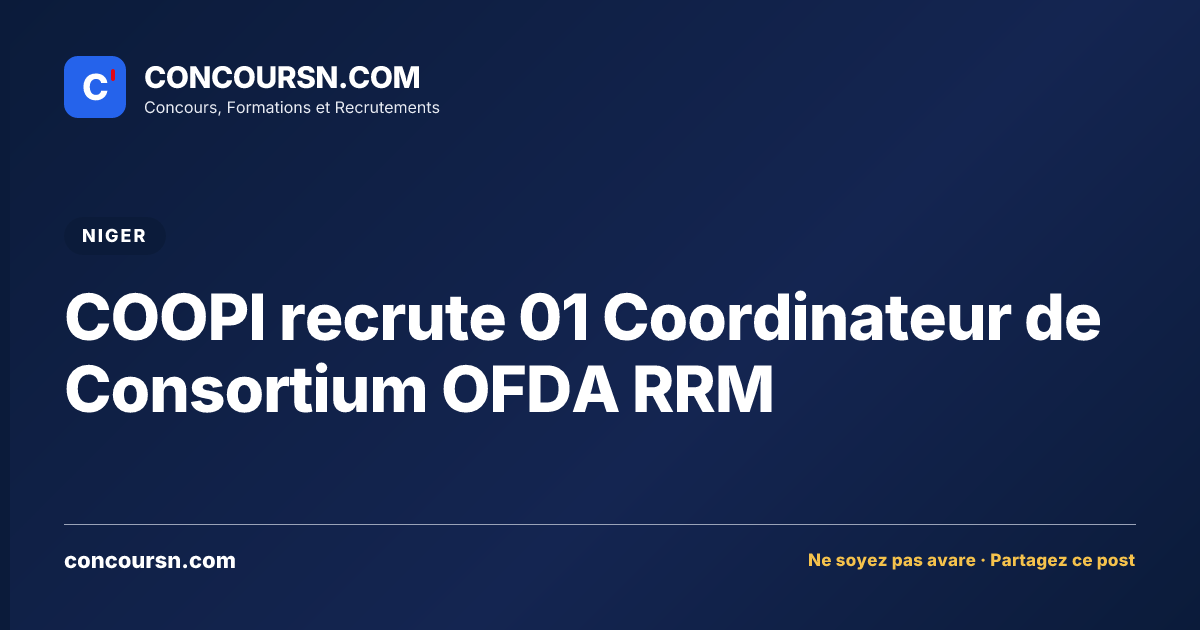 Illustration de l’article : COOPI recrute 01 Coordinateur de Consortium OFDA RRM
