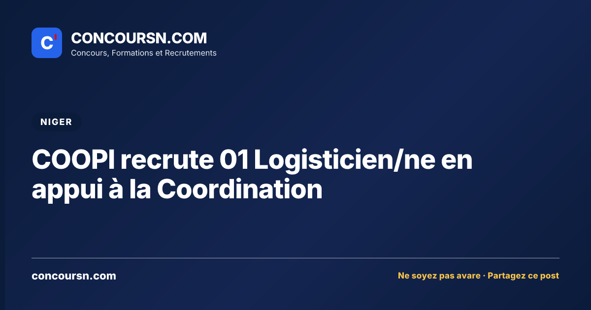 Illustration de l’article : COOPI recrute 01 Logisticien/ne en appui à la Coordination