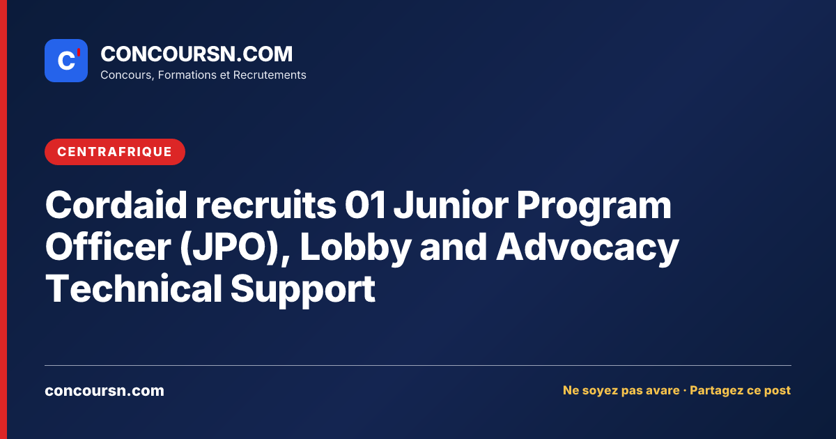 Illustration de l’article : Cordaid recruits 01 Junior Program Officer (JPO), Lobby and Advocacy Technical Support