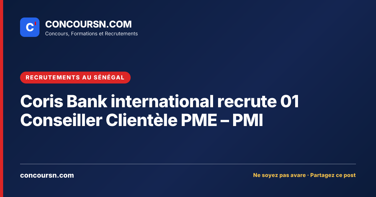 Illustration de l’article : Coris Bank international recrute 01 Conseiller Clientèle PME – PMI