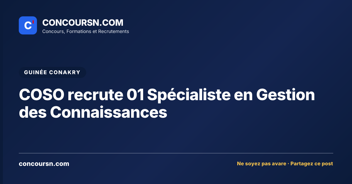 Illustration de l’article : COSO recrute 01 Spécialiste en Gestion des Connaissances