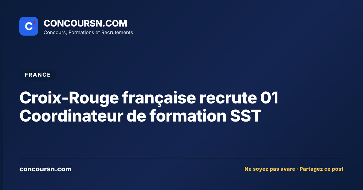 Illustration de l’article : Croix-Rouge française recrute 01 Coordinateur de formation SST