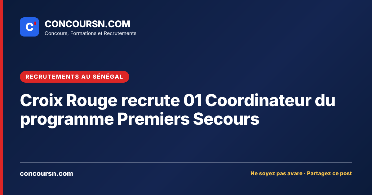 Illustration de l’article : Croix Rouge recrute 01 Coordinateur du programme Premiers Secours