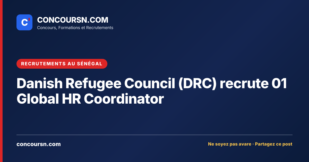 Illustration de l’article : Danish Refugee Council (DRC) recrute 01 Global HR Coordinator