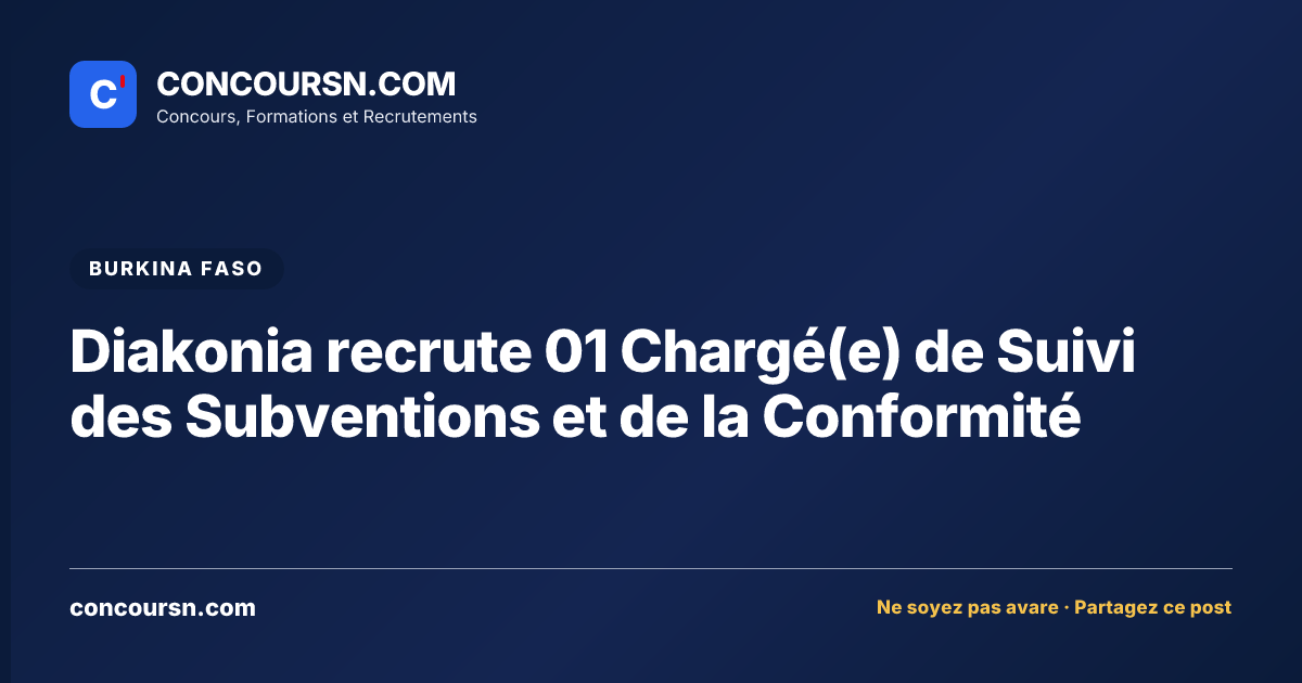 Illustration de l’article : Diakonia recrute 01 Chargé(e) de Suivi des Subventions et de la Conformité