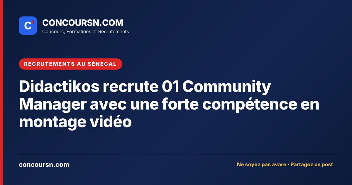 Illustration de l’article : Didactikos recrute 01 Community Manager avec une forte compétence en montage vidéo