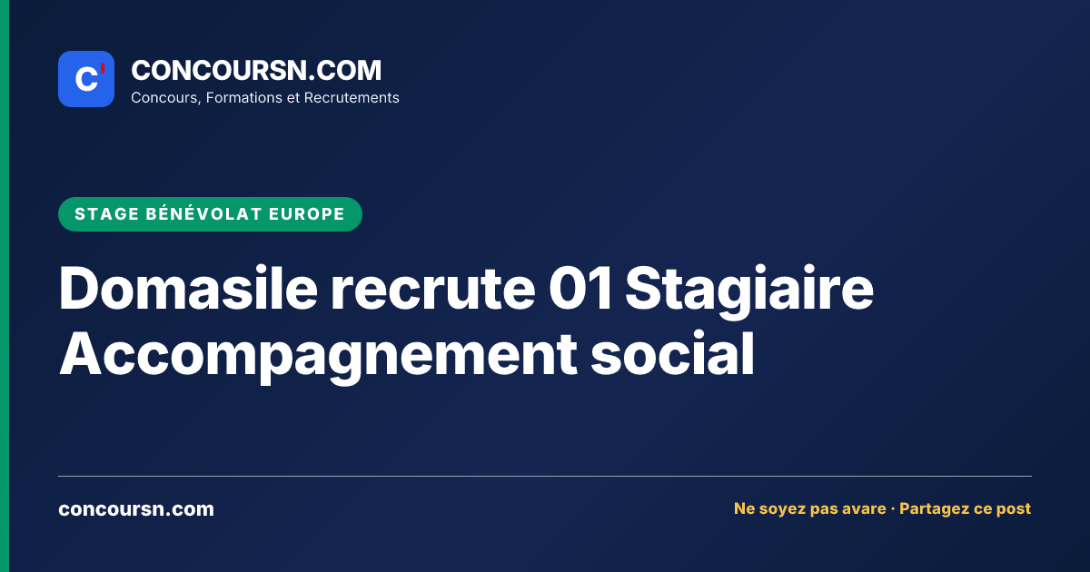 Illustration de l’article : Domasile recrute 01 Stagiaire Accompagnement social