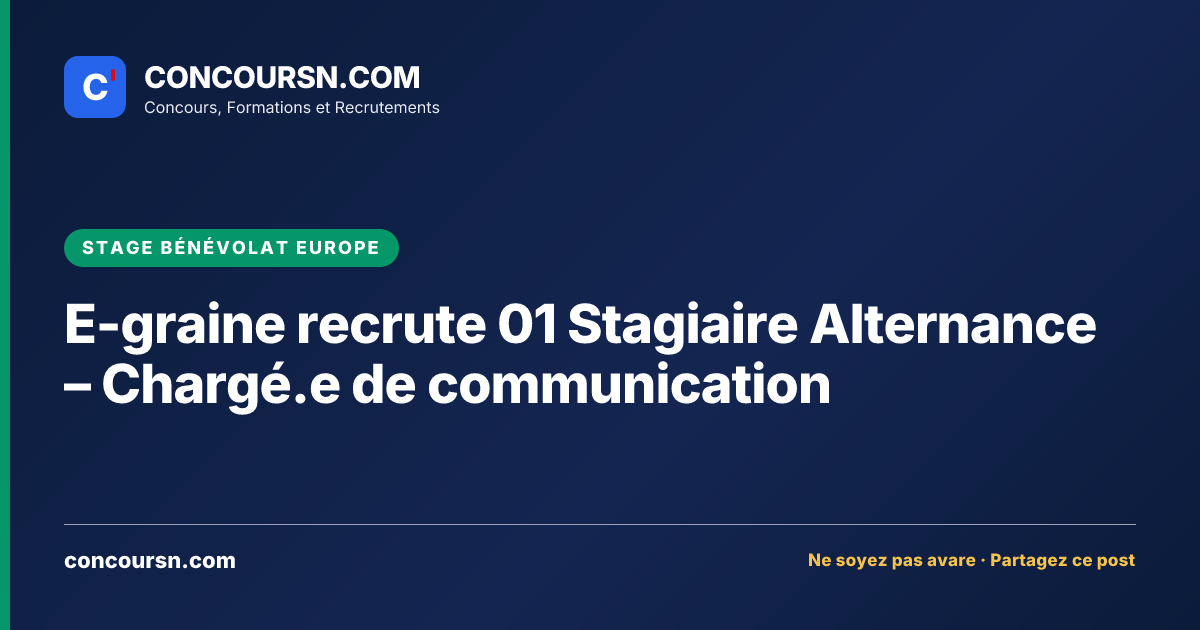 Illustration de l’article : E-graine recrute 01 Stagiaire Alternance – Chargé.e de communication