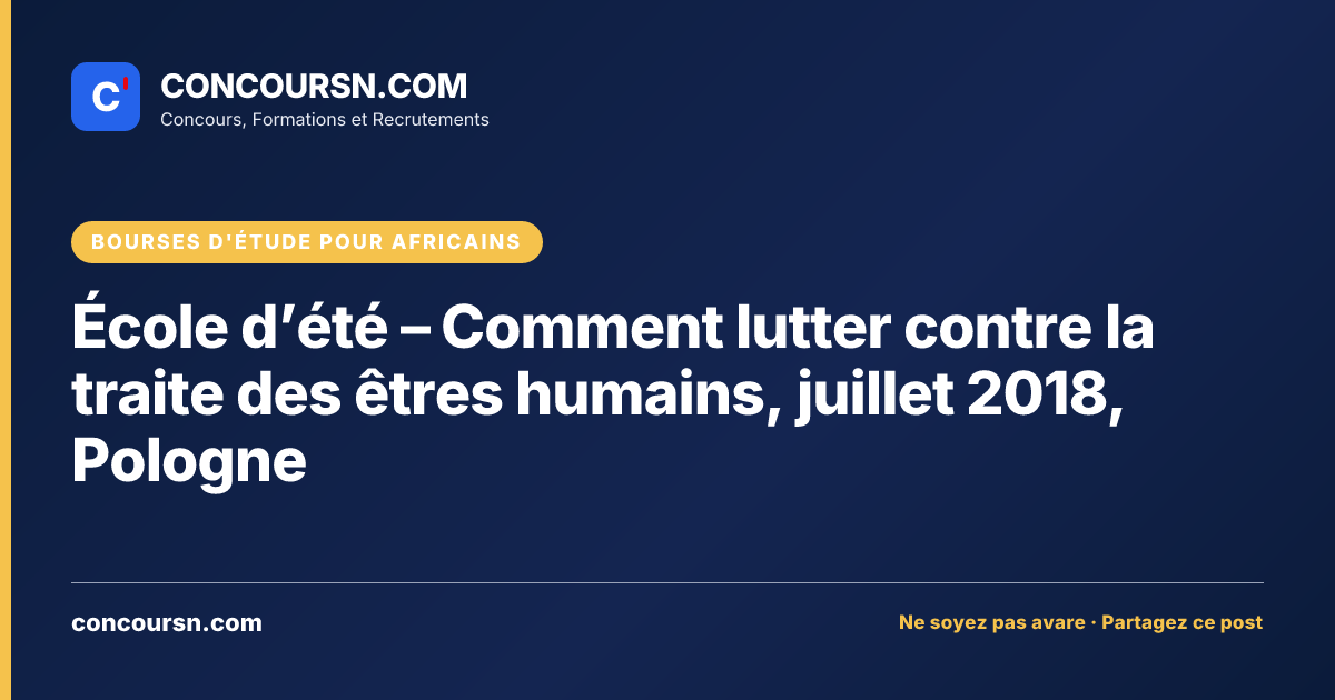 Illustration de l’article : École d’été – Comment lutter contre la traite des êtres humains, juillet 2018, Pologne