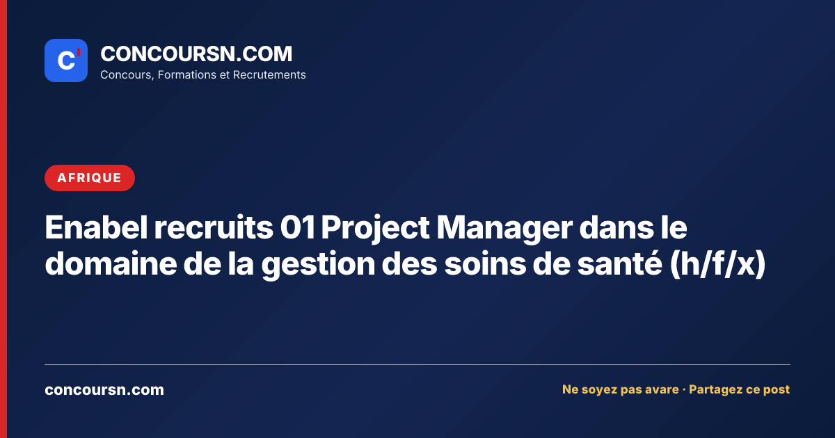 Illustration de l’article : Enabel recruits 01 Project Manager dans le domaine de la gestion des soins de santé (h/f/x)