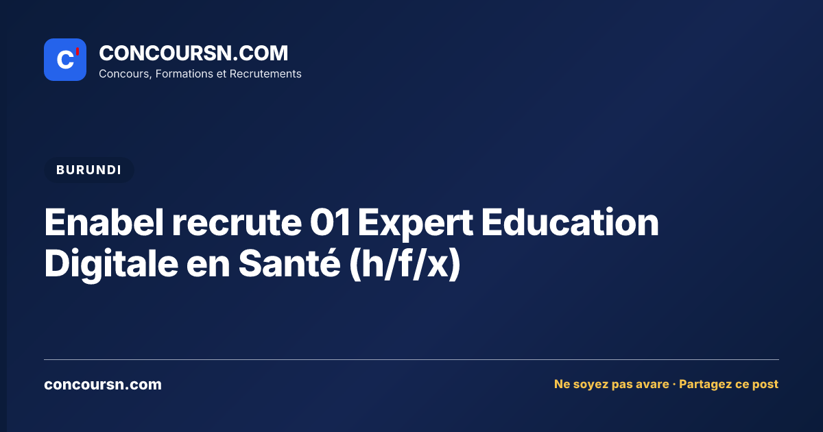 Illustration de l’article : Enabel recrute 01 Expert Education Digitale en Santé (h/f/x)